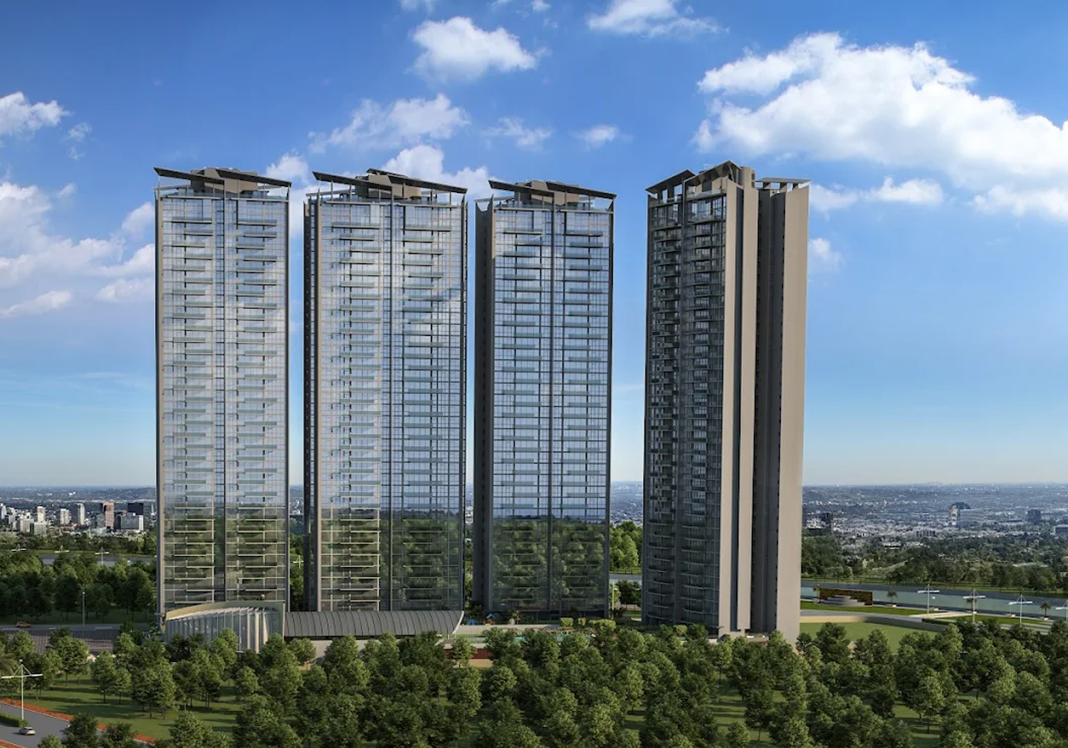 Exterior view of Kasturi The Balmoral Riverside &mdash; photo gallery, images, brochure, amenities, cost sheet, price breakup, availability details, RERA number, RERA certificate, possession date, layout plan, logo, floor plan, master plan, and location map showcasing project highlights and features.